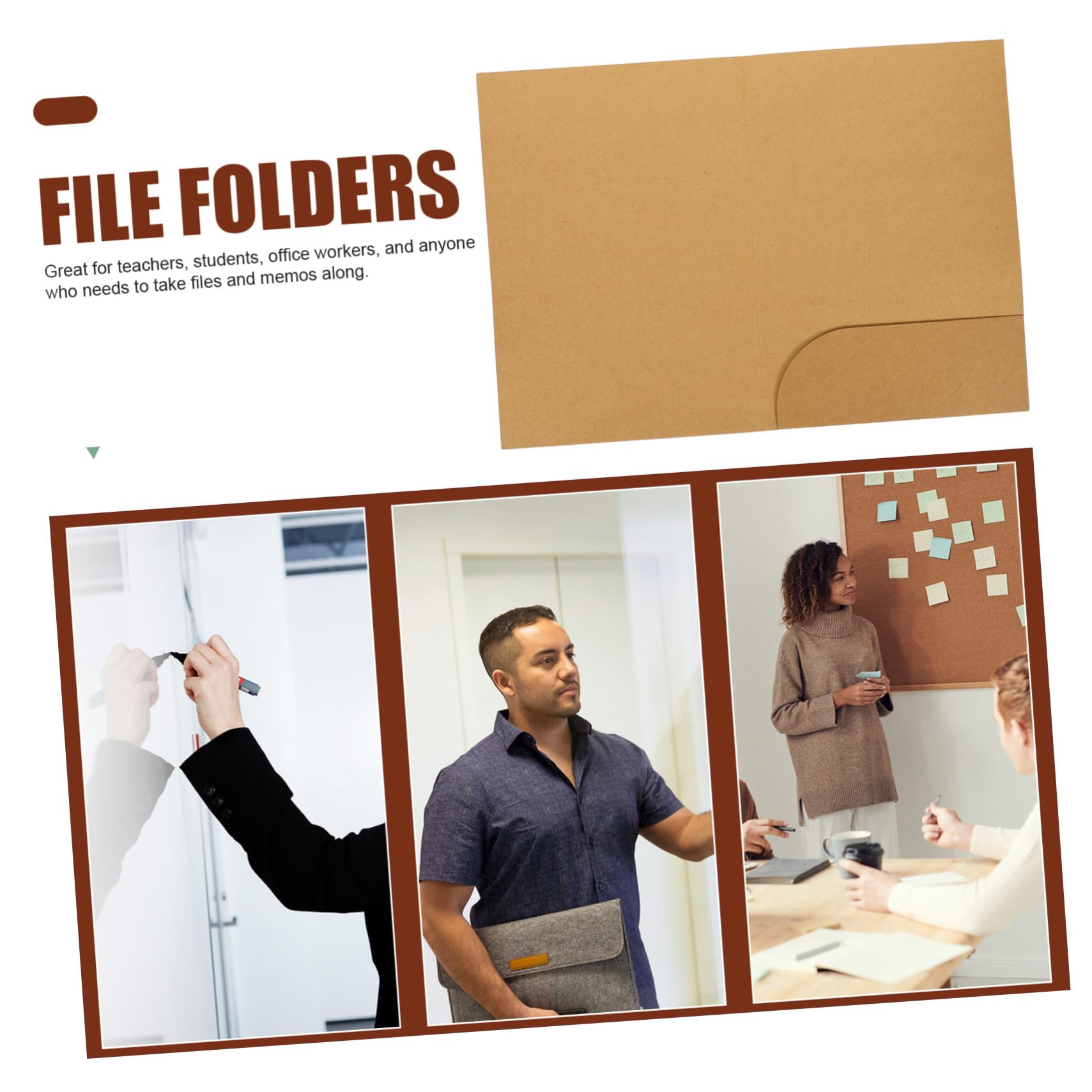 NUOBESTY Fächermappen A4 aus Kraftpapier 20 Stück Präsentationsmappen für Belege und Angebote Verschleißfest Papier Ordentlich im Büro
