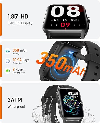 Miniatura 6 de Reloj inteligente para mujeres y hombres, reloj inteligente de 1.8 pulgadas con Alexa Fitness Tracker IP68, resistente al agua, compatible con