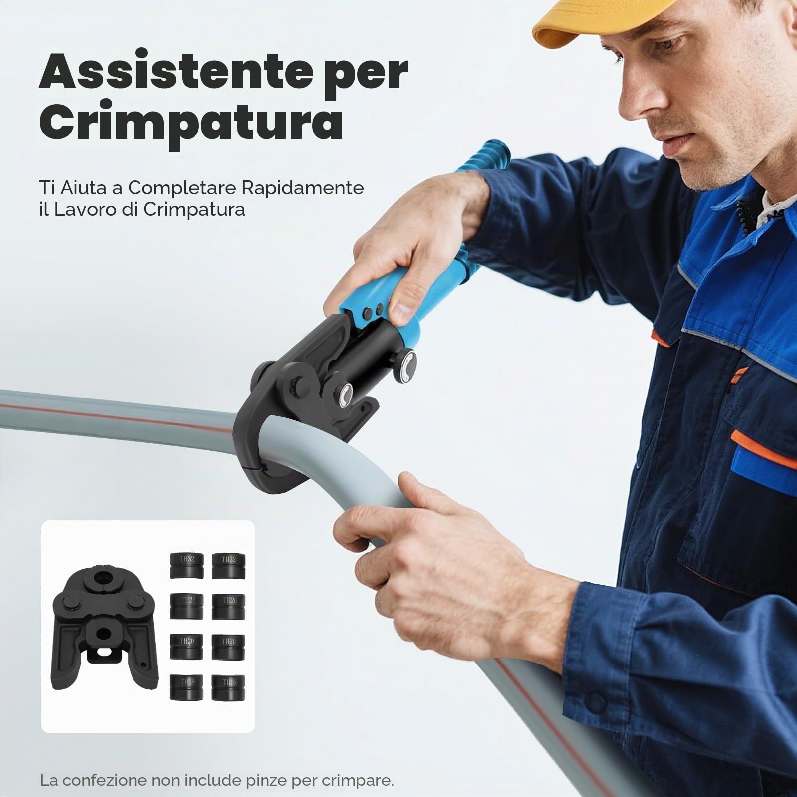 TH16-20-26-32, ganasce a pressatura professionali, ganasce a pressione con 4 TH, testa di serraggio in tubo composito, pinza crimpatrice per tubi compositi di alluminio, plastica PEX, tubi PB