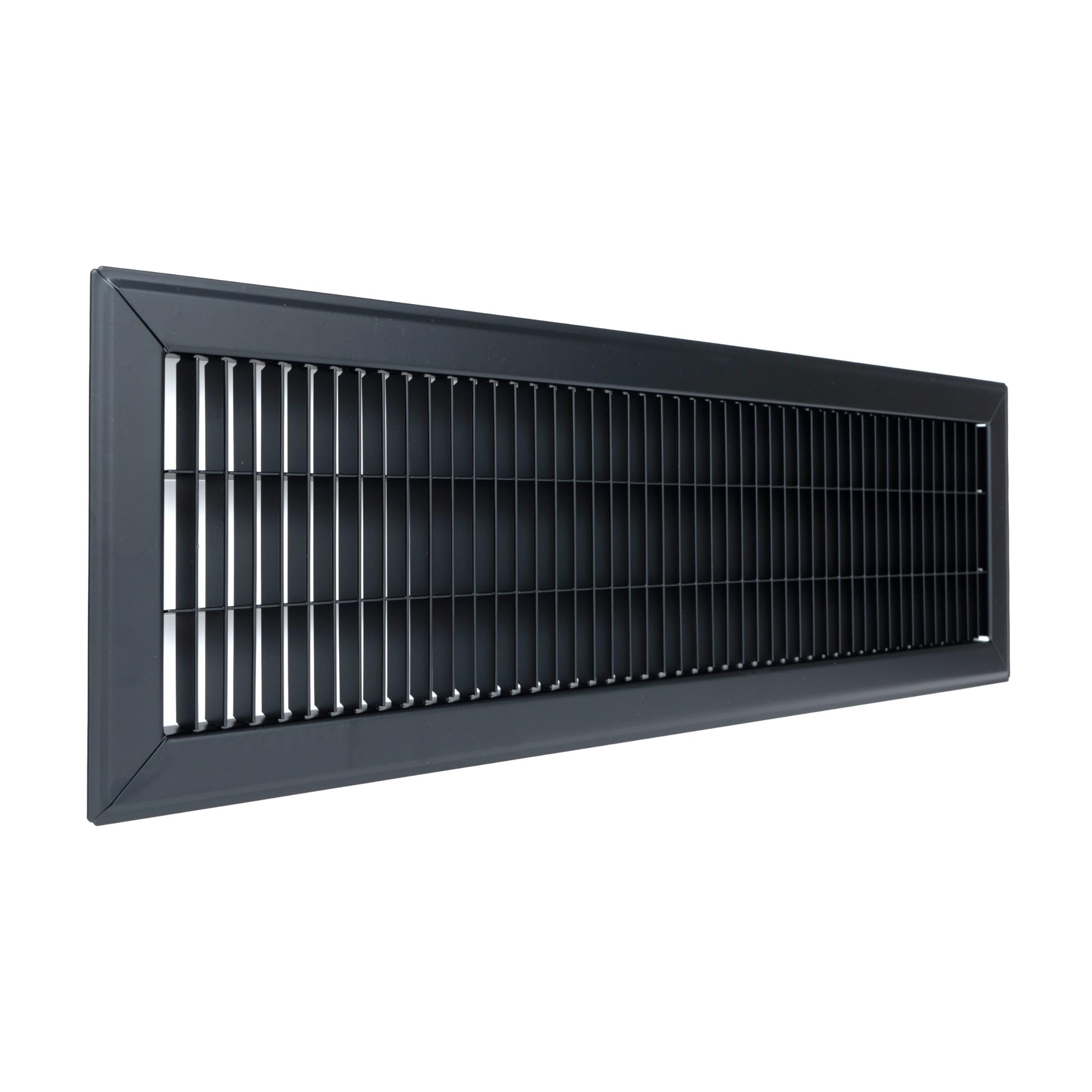 Passend für 15,2 x 61 cm und 61 x 15,2 cm große Kanalöffnung | Rückluft-Bodengitter von Handua | begehbare Lüftungsgitter für Boden | schwarz | robuste feste Klingen | Außenmaße: 19 cm B x 65 cm H