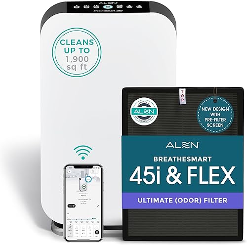 Miniatura 17 de Purificador de aire Alen BreatheSmart 45i HEPA con filtro puro para habitaciones grandes de hasta 1900 pies cuadrados. Perfecto para dormitorios y
