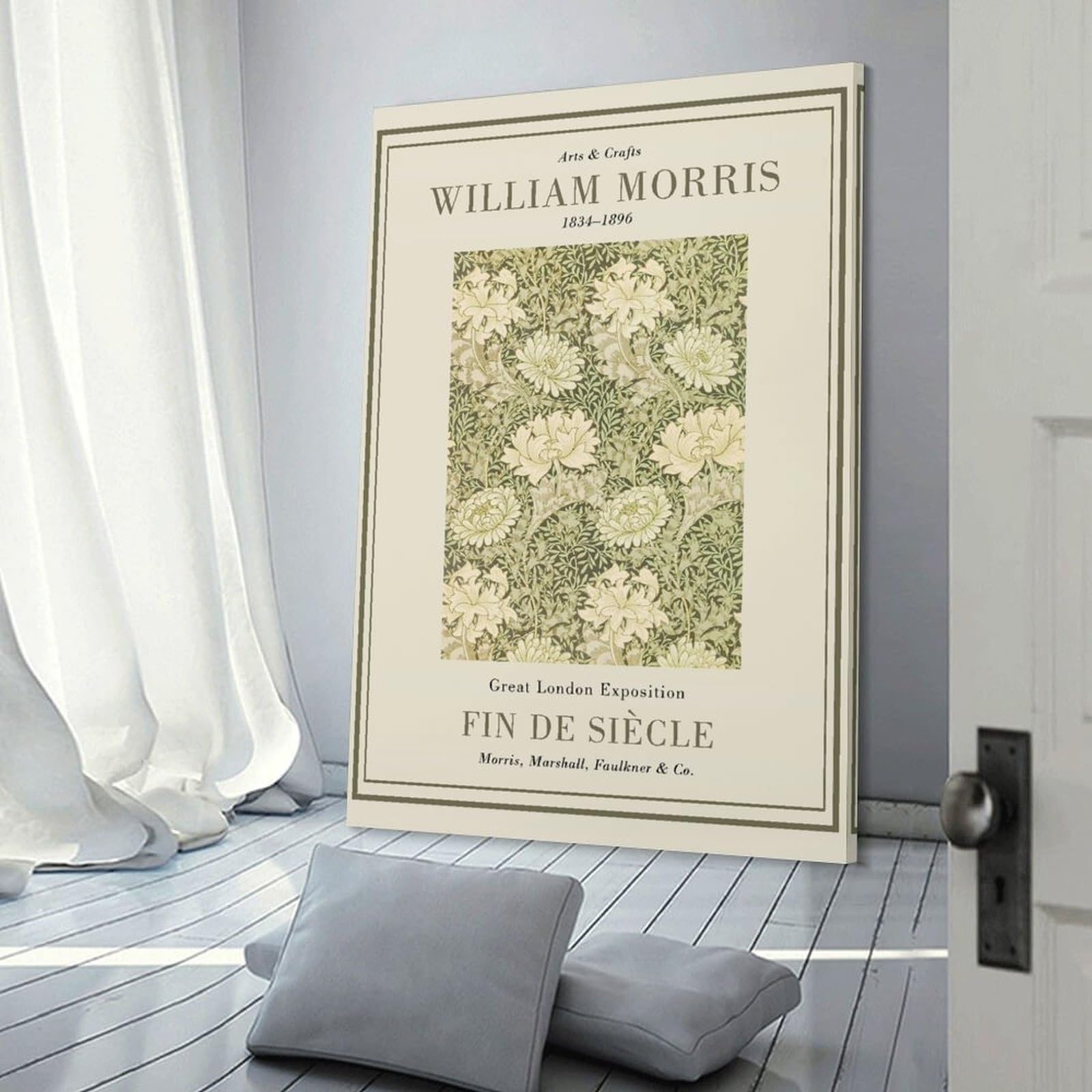 Junmoney William Morris Fin De Siècle Canvas Wall Art, 12x18inch(30x45cm), for Bedroom, Guest Room Or Reading Nook, Decorative Wall Art for Cosy Rooms