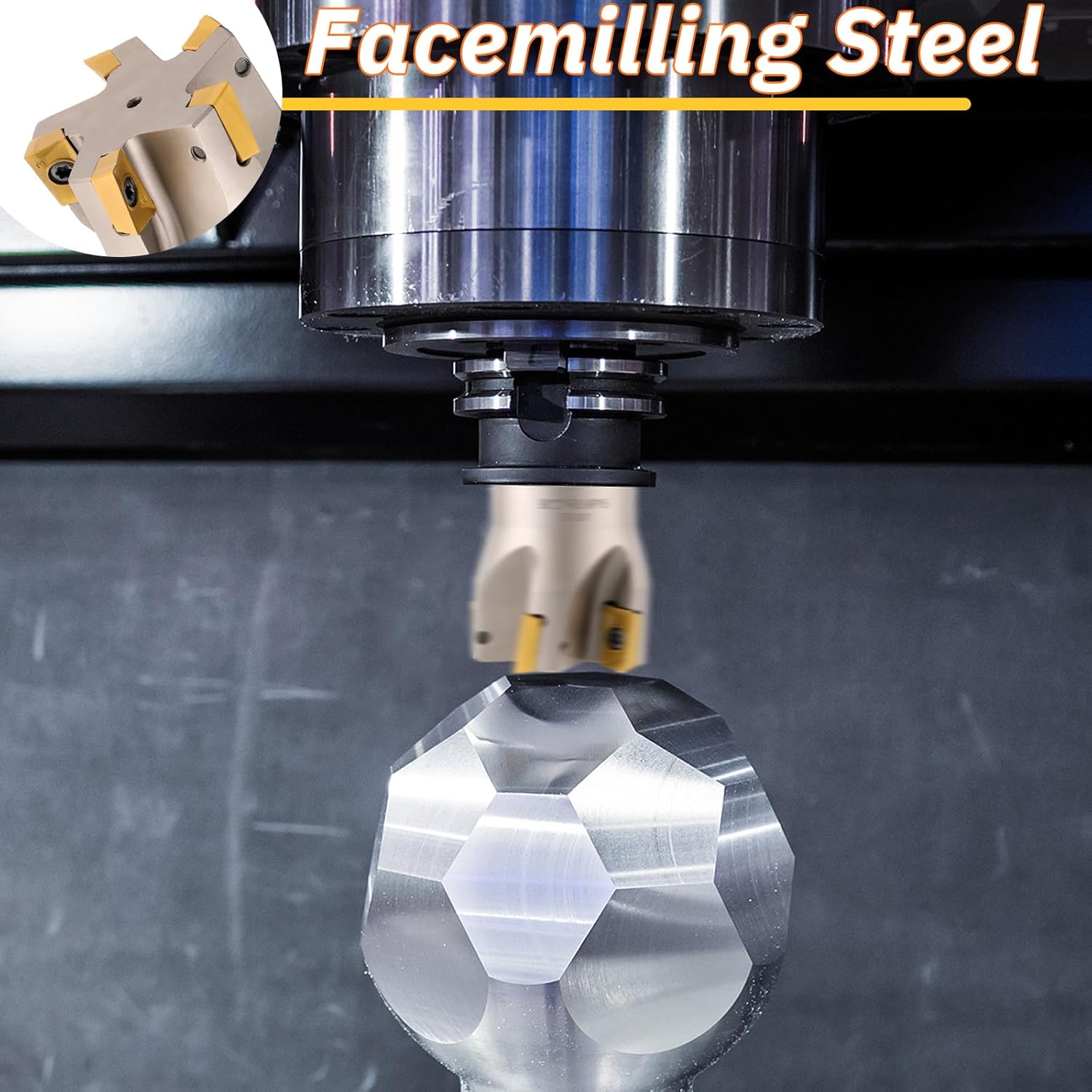 Duraaamo R8 Shank Indexable End Mill 2'' Diameter by 6-1/8'' Oal 90 Degree High Speed Milling Cutter with 5 Aptk1604 Carbide Inserts Industrial Tools