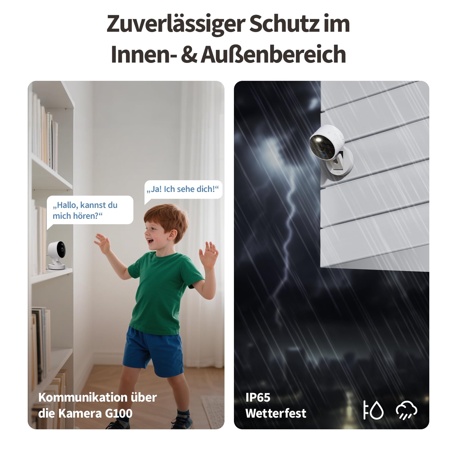 Aqara G100, 2K Sicherheitskamera für Innen & Außenbereich, HomeKit Secure Video, 2-Wege-Audio, Scheinwerfer Farb/IR Nachtsicht, KI-Erkennung,140°Sichtfeld, HomeKit, Alexa,Google,IFTTT, Schwarz