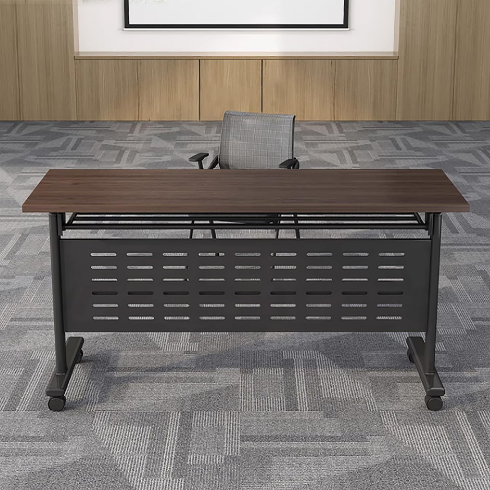 Tavolo da conferenza Pieghevole - Tavolo riunioni Mobile con Piano Ribaltabile e Ruote per uffici e Sale di Formazione. Design con Ruote per Una Facile Installazione negli spazi riunioni.