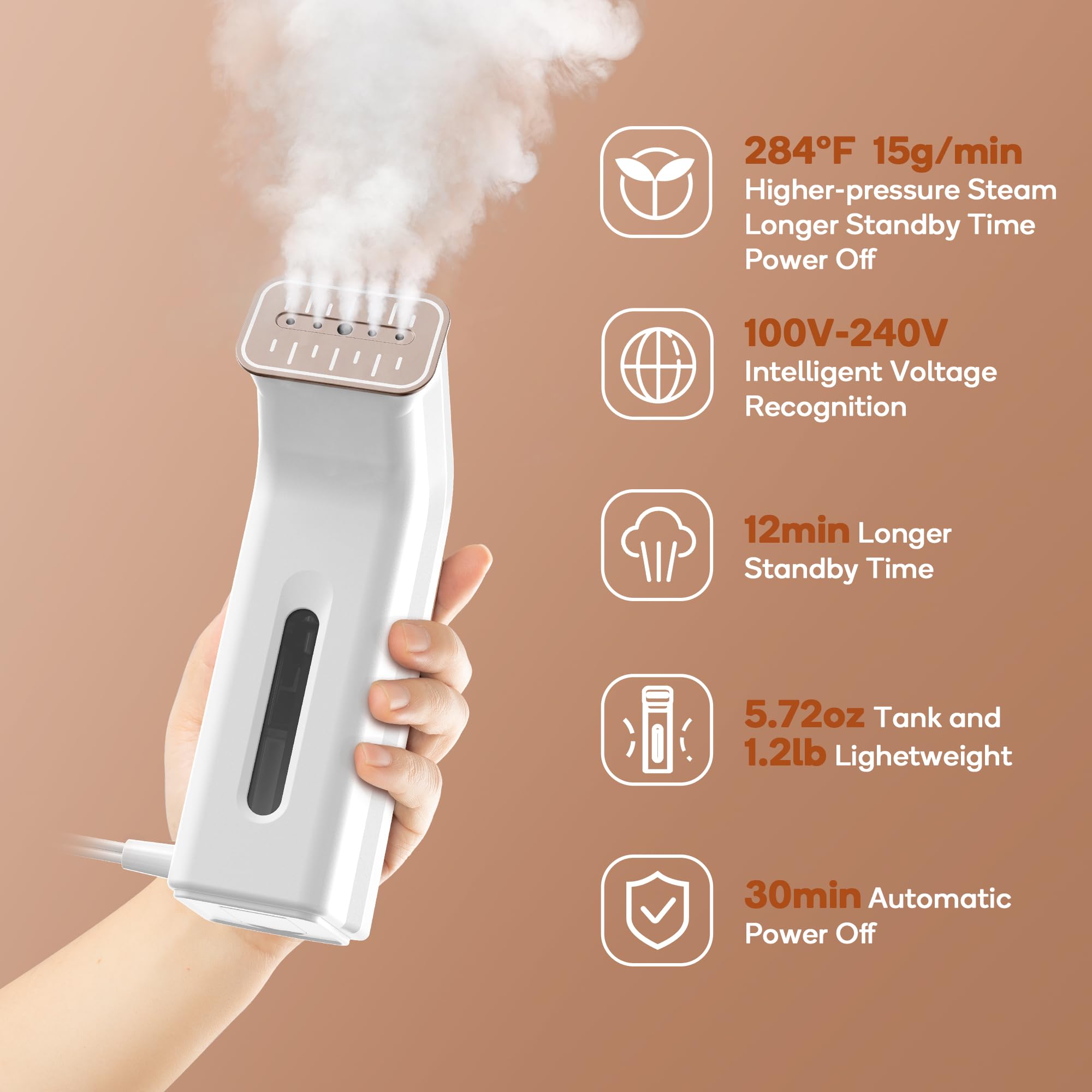 Vaporizzatore da viaggio per vestiti, 100 V-240 V per viaggi globle design integrato formato libro, vaporizzatore e ferro 2 in 1 per vestiti, portatile, vaporizzatore per vestiti a mano per casa