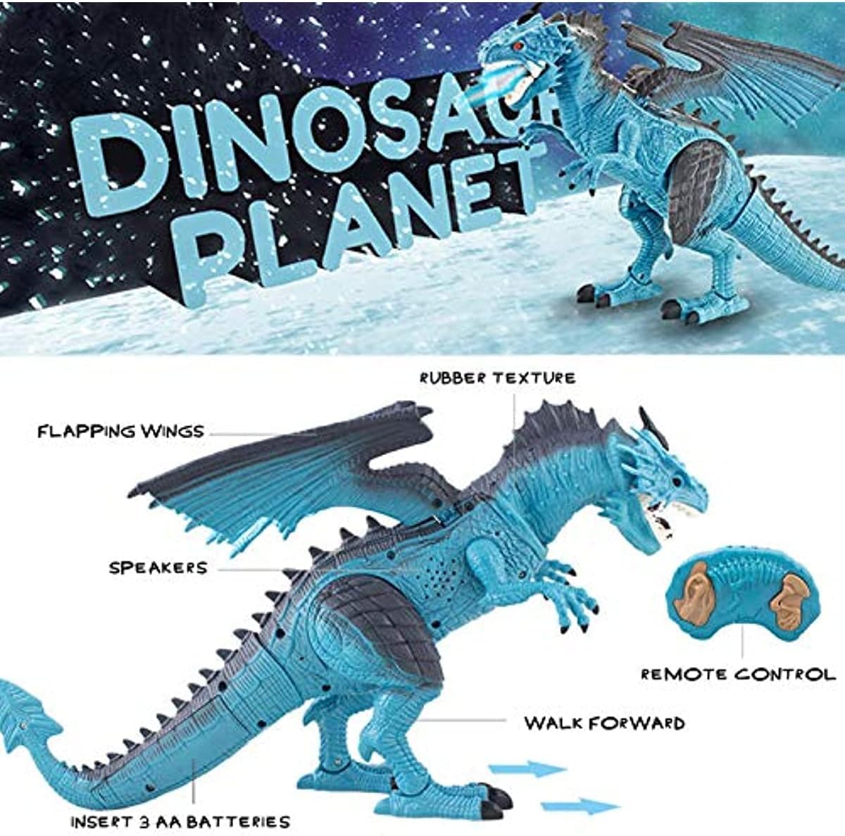 FUN FUTURE Remote Control Dinosaur Toys LED Light Up Walking