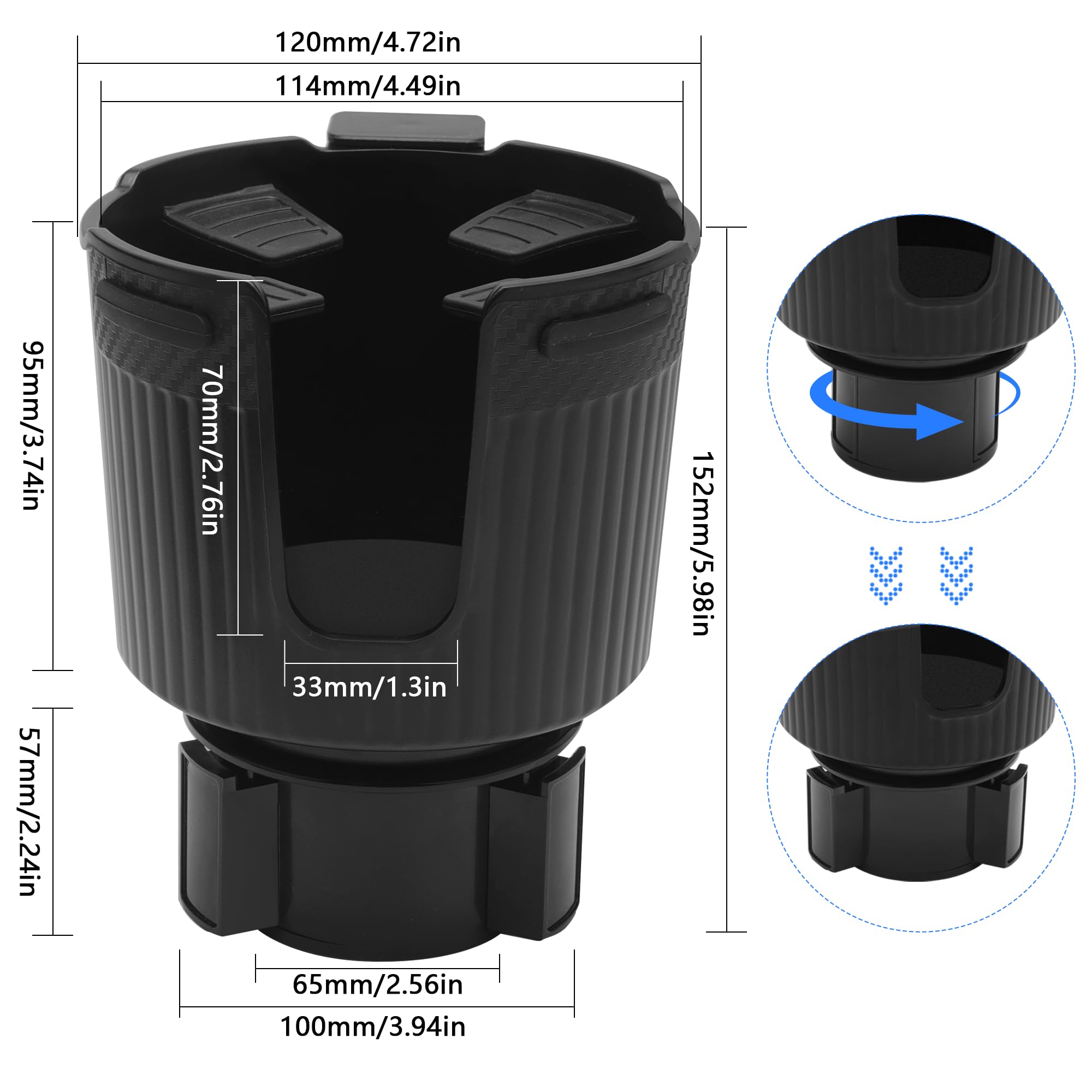 Portabicchieri per Auto,Portabevande per Auto Regolabile Car Cup Holderr con Base Espandibile, Compatibile con Stanley, Bottiglie, Bevande, Tazza di Caffè (7,5-11,2 cm)
