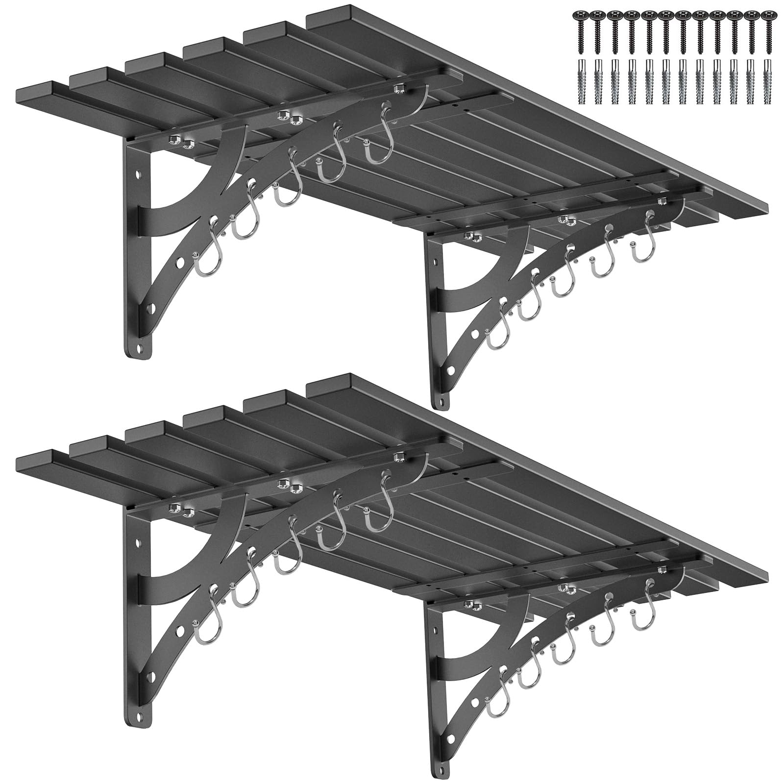 Ultrawall Mensole Da Parete Per Garage 59,7x30,5 Cm - 2 Pezzi In Metallo, Portata 45 Kg Cad., Per Officina E Capannoni, Nero - 6