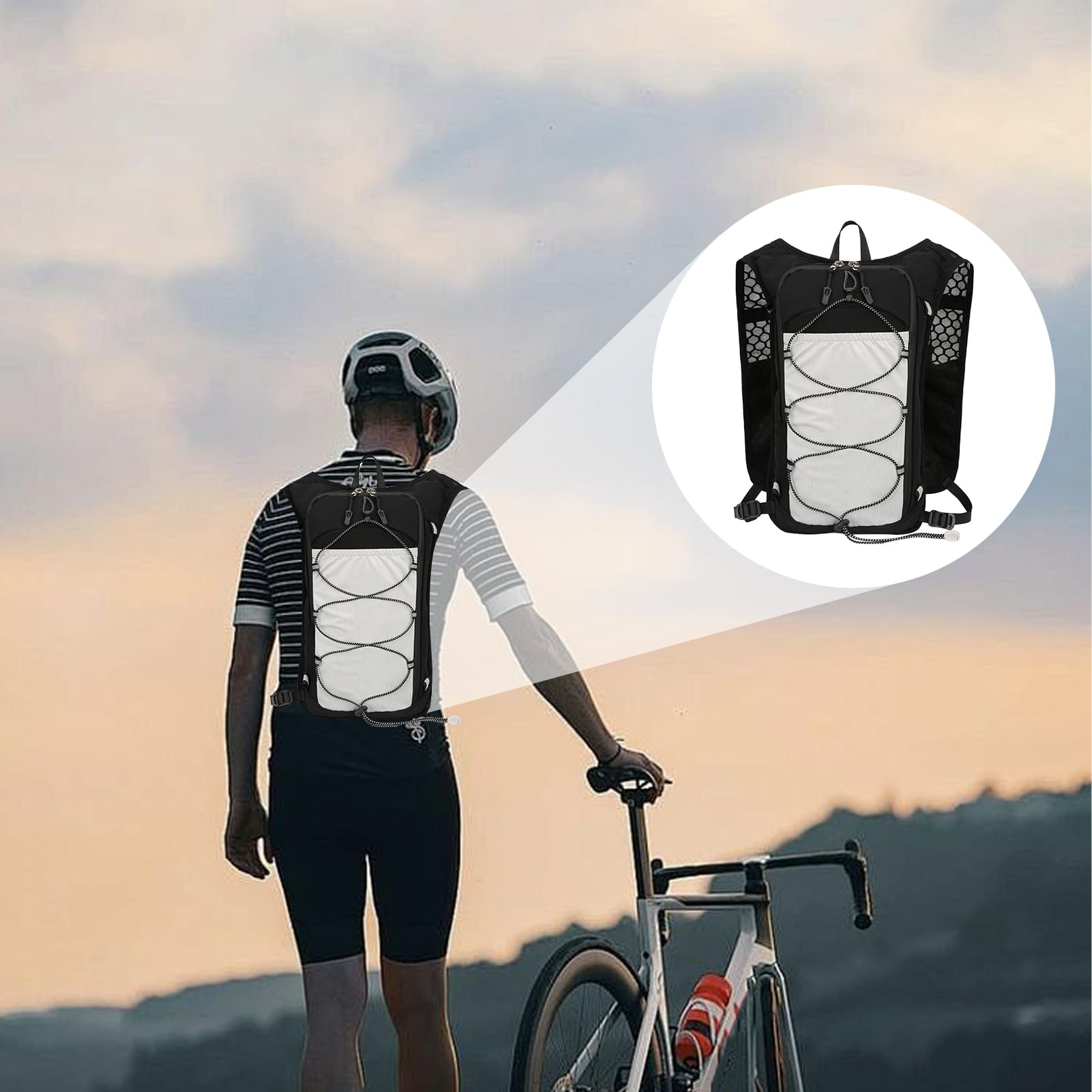 Sac à dos d'eau pour la course, sac à dos à courir | MARATHONERER RACKE WATER DAYPACK - Pack multi-fonctions réfléchissantes pour randonnée des sentiers de randonnée des marathons de course à cyclisme