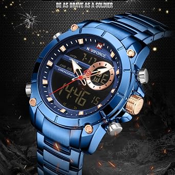 Men Military Sport Wrist Watch Japan Quartz Steel Waterproof Dual Display Functional Male Clock Watches 9163