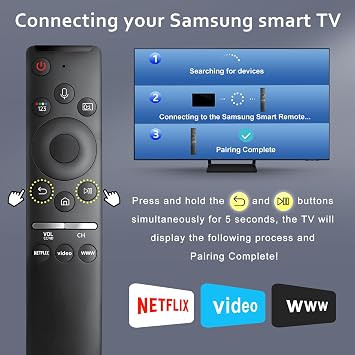Voice Replacement for Samsung-Smart-TV-Remote, Compatible for All Samsung TVs with Voice Function, with shortcut buttons(Not for Soundbar)