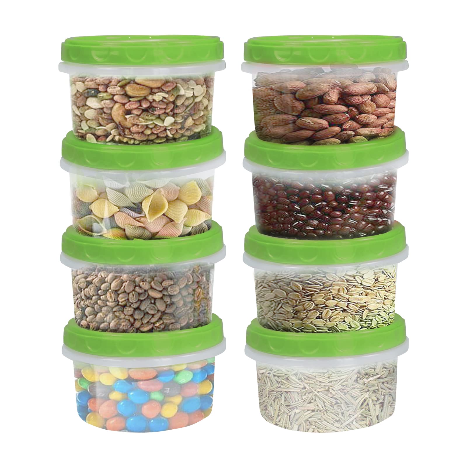Photo 1 of [8Pack] 8Ounce reuseable small plastic freezer storage container jars,Green