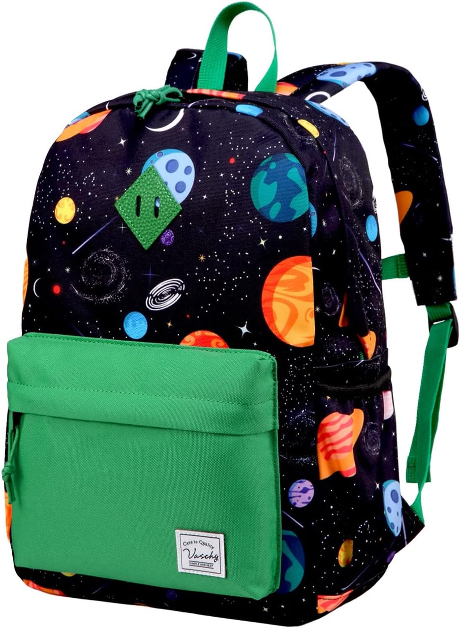 Backpack for Boys, Kids Water Resistant Lightweight Backpack for Toddlers Daycare Preschool Space Green