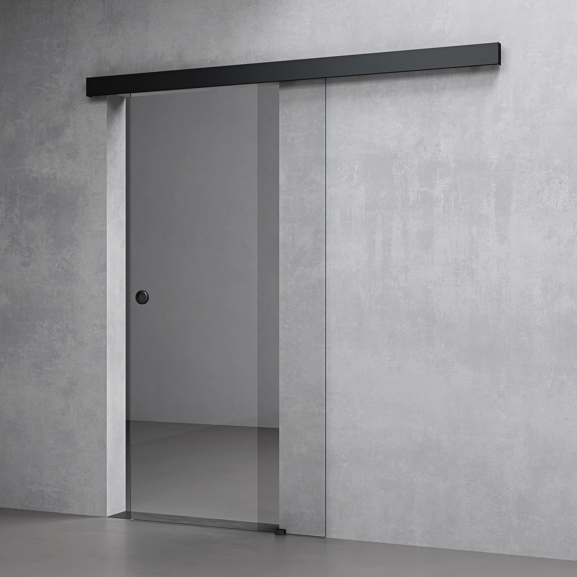 Mai & Mai Glasschiebetür komplettset softclose Schwarz Klarglas