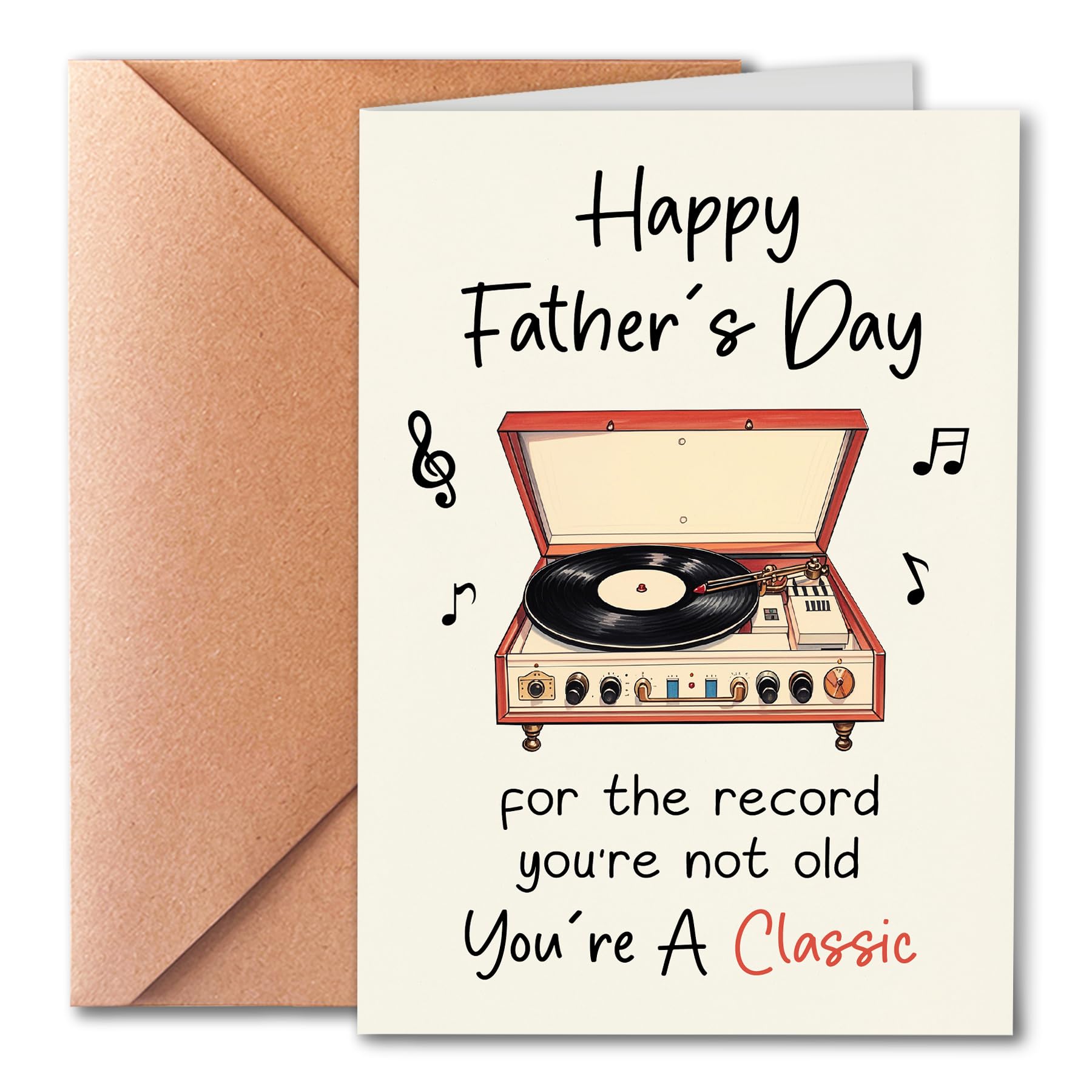 PTRUKD Funny Father's Day Card for Dad from Son and Daughter, Card Gift for Him, Happy Father's Day, You Are Not Old, You Are A Classic,with Envelope