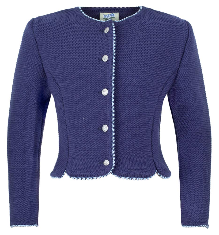 Isar-Trachten Chaqueta de punto Amy para niña, azul marino oscuro, chaqueta para traje regional infantil Oktoberfest Kirchweih