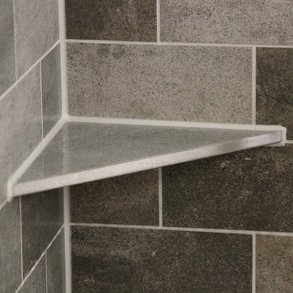 Duschablage Eckablage ohne Bohren für Bad befliesbar V2A Edelstahl (265 x 265 mm)