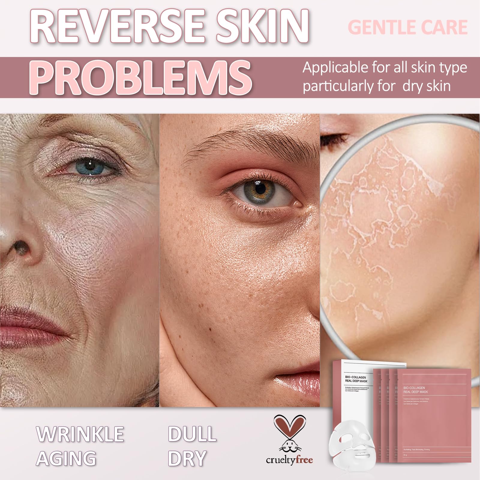 Bio Collagen Face Mask Overnight, Korean Glass Skin Collagen Real Deep Face Masks Skincare, Korean Skincare, Fights Wrinkles - Image 3