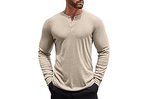 Men's Henley Shirts Long Sleeve Button T-Shirt Lightweight Fashion Casual Pullover Shirt