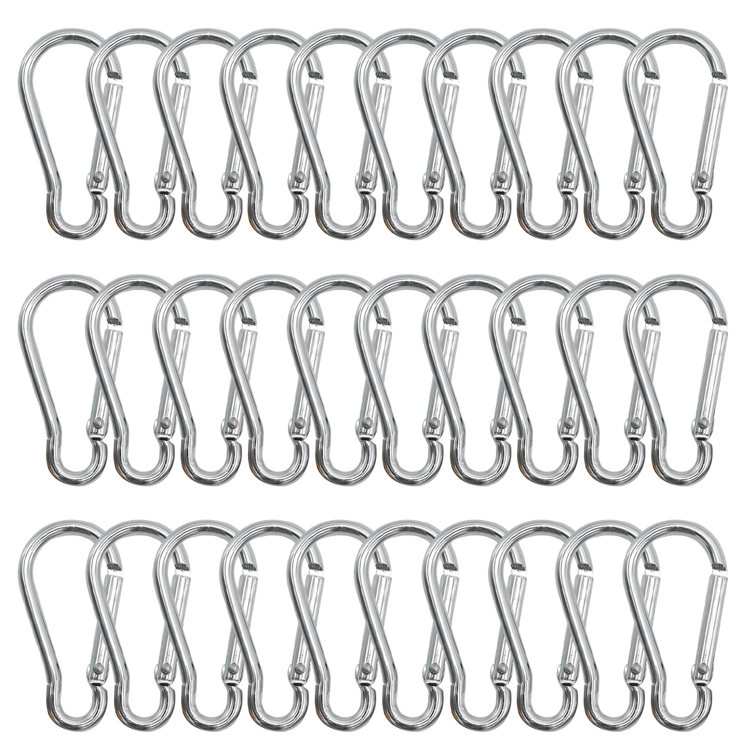 GeekerChip Set di 30 Moschettoni,Moschettone in Lega di Alluminio,3.6 * 41mm,Clip Gancio a Molla Fibbia Appesa,Portante sicuro 2.5 kg,per amache,campeggio,pesca,tende da sole