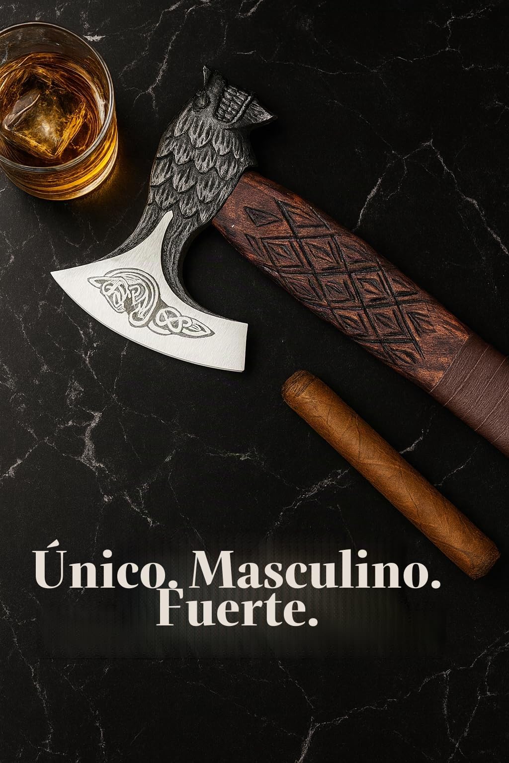 Novahaven Hacha vikinga forjada a mano de lujo – Hoja de acero al carbono de 22 pulgadas con mango de madera de fresno tallada | Hacha artesanal al aire libre para coleccionistas, camping e ideas de