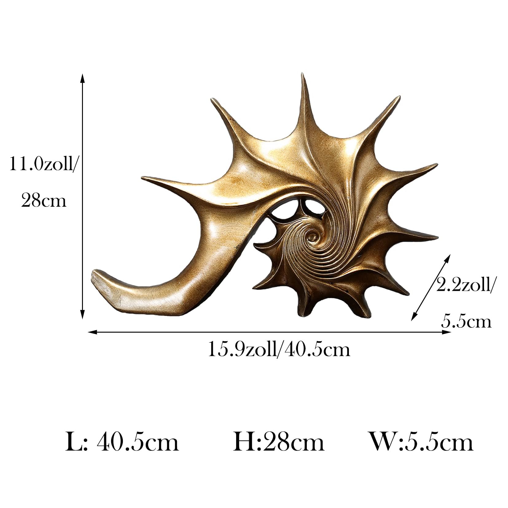 YUDIZWS Conchiglia Statua Decorativa In Poliresina Guscio Figura Decorativa Moderna Scultura Ufficio Soggiorno Da Decorare 40,5 X28 X 5,5 cm,D'oro