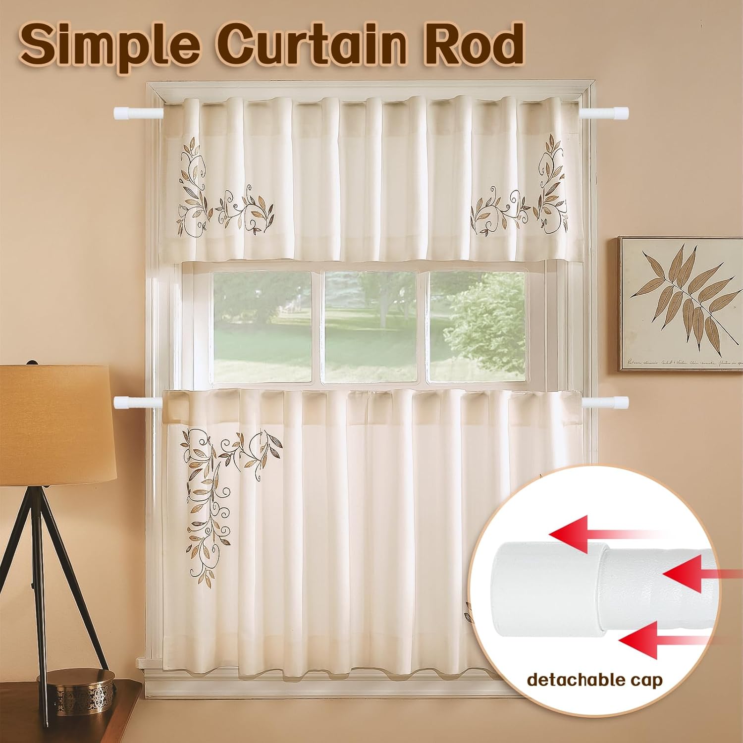 Curtain Rods for Windows 66 to 144, 5/8 Inch Matte White Curtain Rod Set with Brackets Heavy Duty Long Drapery Curtain Rods, Size: 23-152 Inch