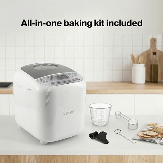 Spector Breadmaker Machine 2lb Capacity 3 Loaf Sizes 19 Programmes Timer
