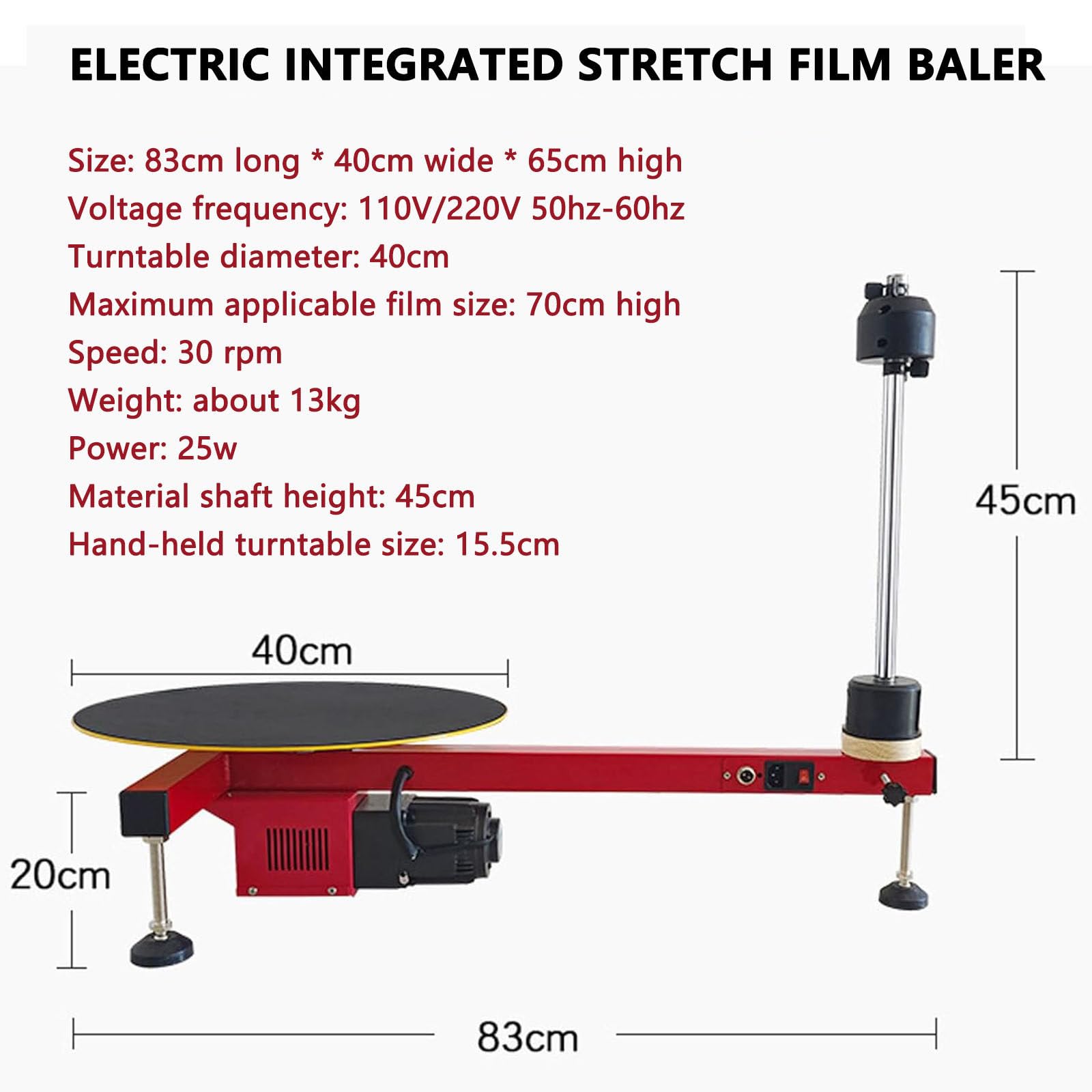 Máquina Envolvedora Eléctrica con Film Estirable | dispensador de film estirable para palés, envolvedora de cartón de sobremesa, velocidad 30 RPM