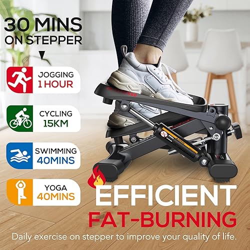Miniatura 2 de KeppiFitness Steppers para hacer ejercicio en casa, mini máquina de escaleras, con capacidad máxima de 350 libras, mini stepper con bandas de