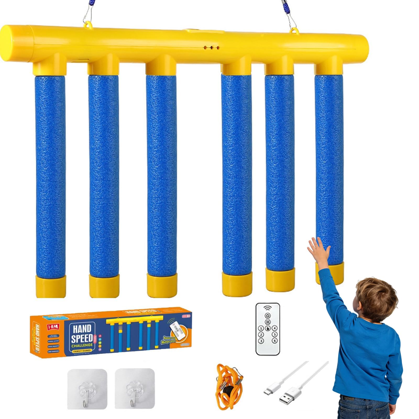 Gioco di Reazione Bastoncini da Afferrare, Giocattolo Coordinazione Occhio-Mano con Telecomando, 3 velocità Regolabili Sfida di velocità per Bambini Famiglia Festa Indoor Outdoor