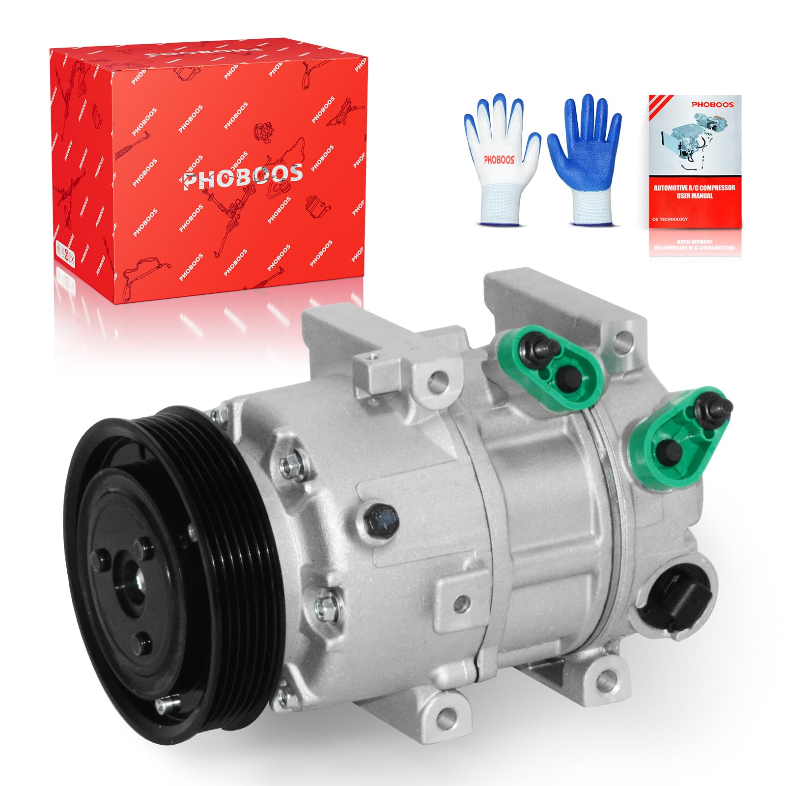 Photo 1 of PHOBOOS A/C Compressor with Clutch Compatible with Hyundai Sonata 2012-2014 2.0L/2.4L & Kia Optima 2012-2018 2.0L/2.4L. Ref. CO29159C, 178328