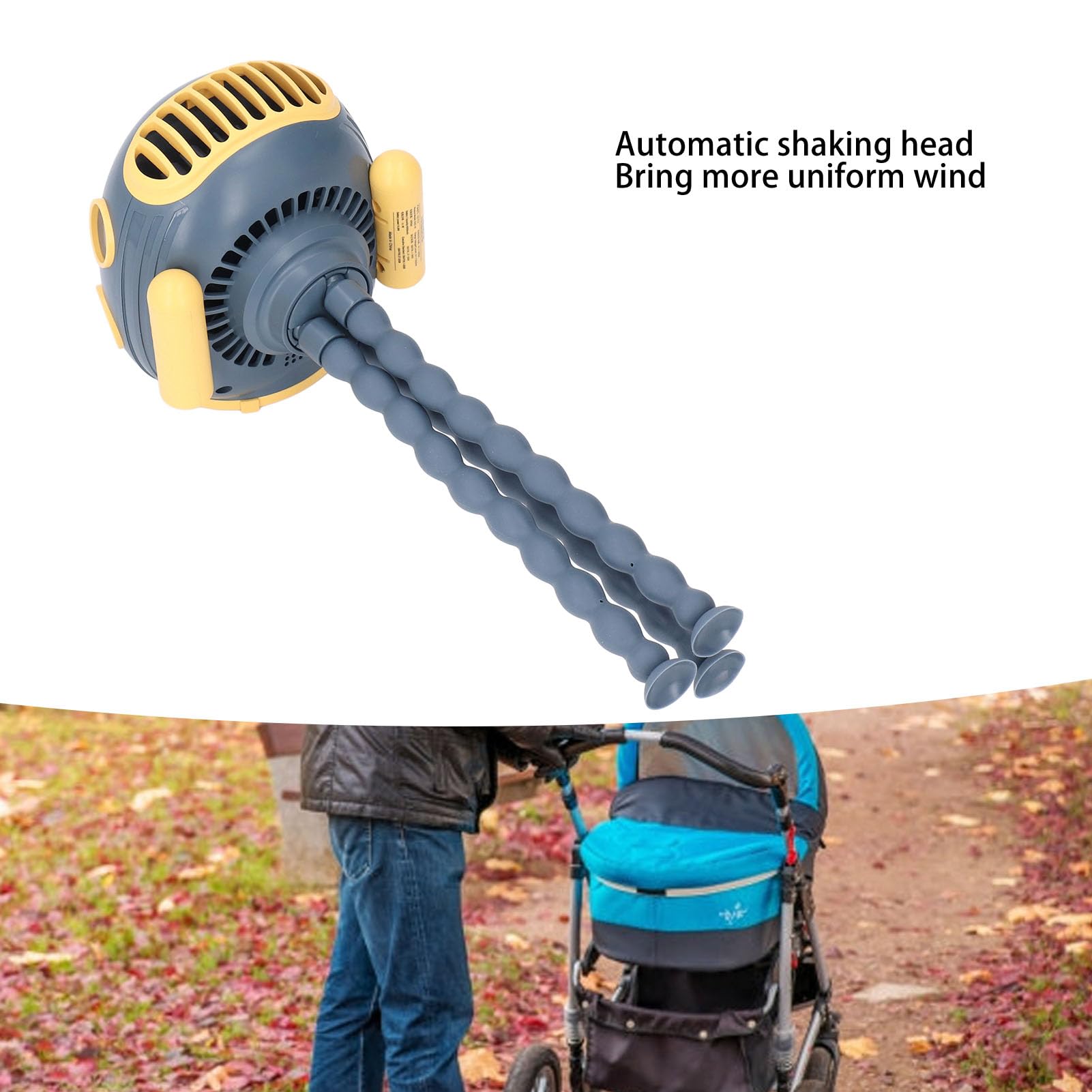 Ventilatore con Clip per Passeggino, Ventilatore per Treppiede Portatile Ricaricabile Tramite USB Senza Lama con Testa Oscillante Automatica, per Passeggino (Blu)