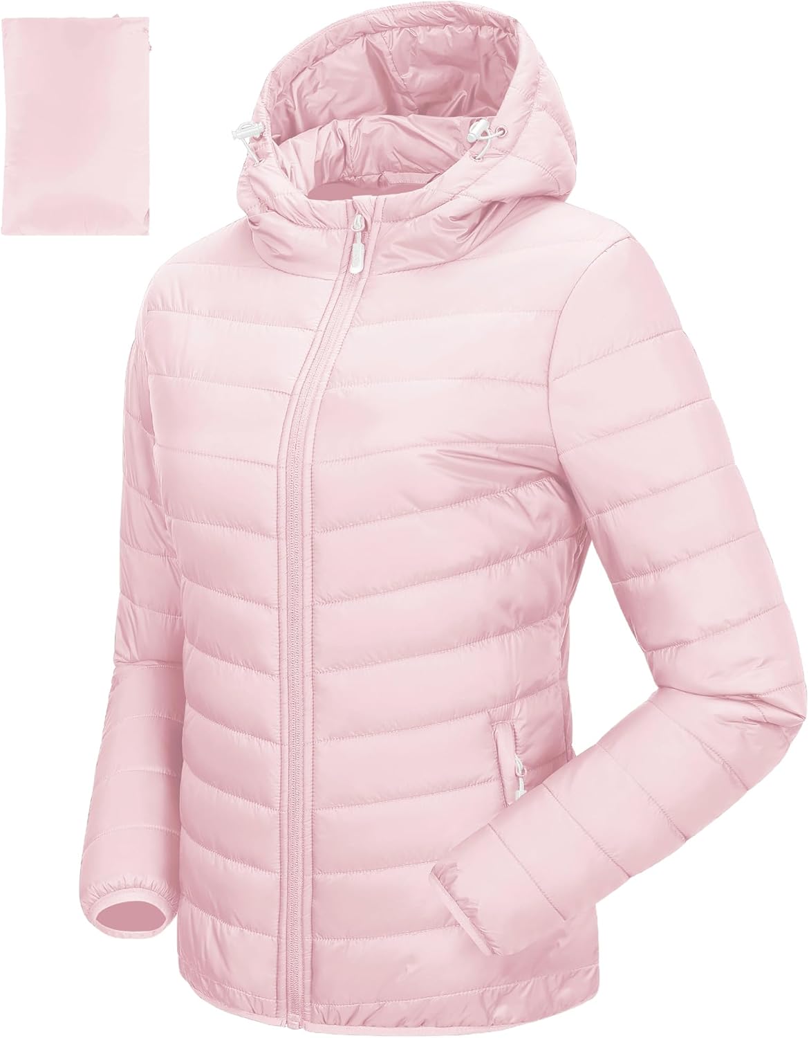 33,000ft Women's Hooded Packable Puffer Jacket Lightweight Warm Puffy Quilted Winter Coat