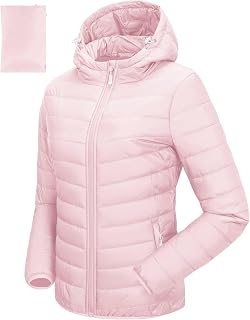 Women's Hooded Packable Puffer Jacket Lightweight Warm Puffy Quilted Winter Coat