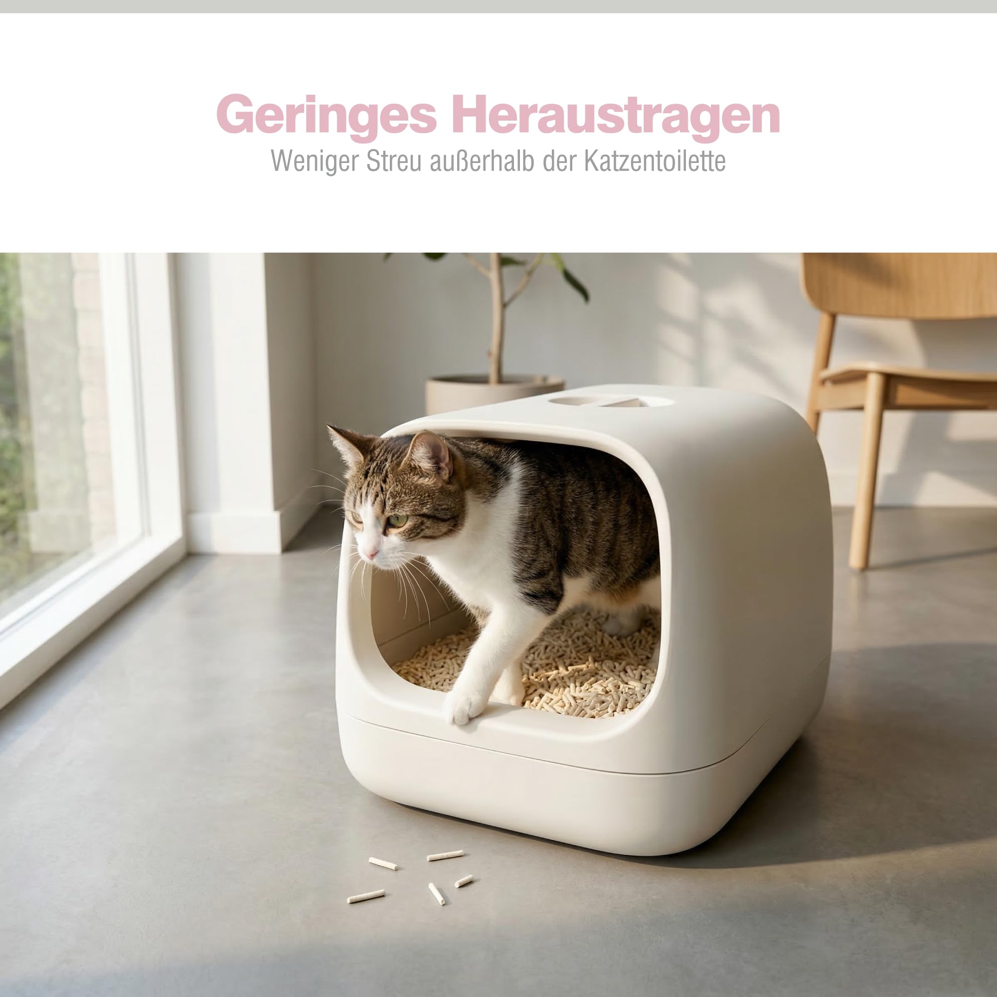 PORTENTUM Tofu Katzenstreu Klumpstreu 36 L staubfrei – cat Litter mit Geruchskontrolle und einfacher Reinigung – Natürliches Pflanzenstreu als Katzen Zubehör für saubere Katzentoilette