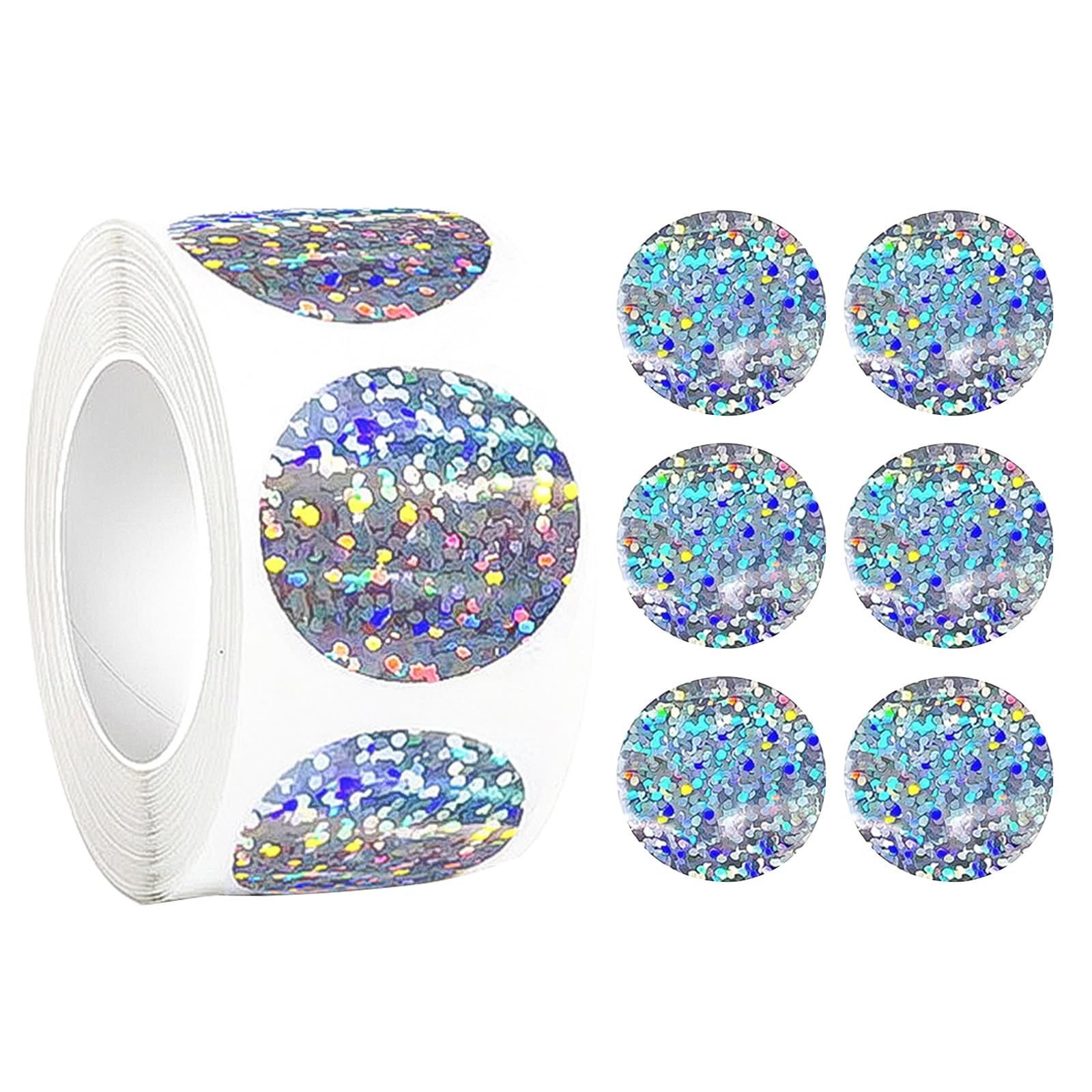 Round Stickers 25 mm Pack of 500 Self-Adhesive Roll Small Colourful Adhesive Dots Labels Sticker Round Marking Dots (Silver)