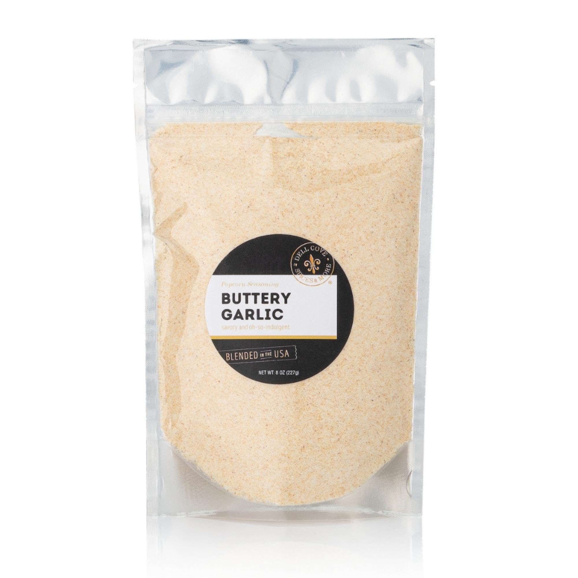 Buttery Garlic Popcorn Seasoning | Non-GMO & Gluten Free | Vegetarian | Sugar-Free Snack, Best Home-Made Popcorn Seasoning | Dell Cove Spices - Half Pound
