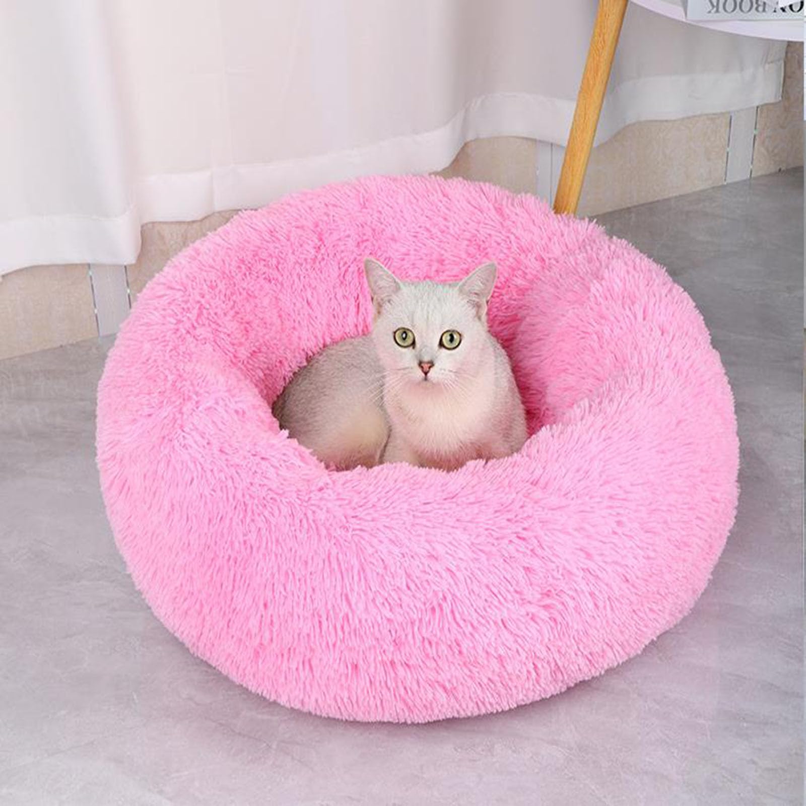 Donut Haustierbett – Flauschiges, Waschbares Hundebett Für Kleine Hunde & Katzen, Anti-Angst, Rutschfest