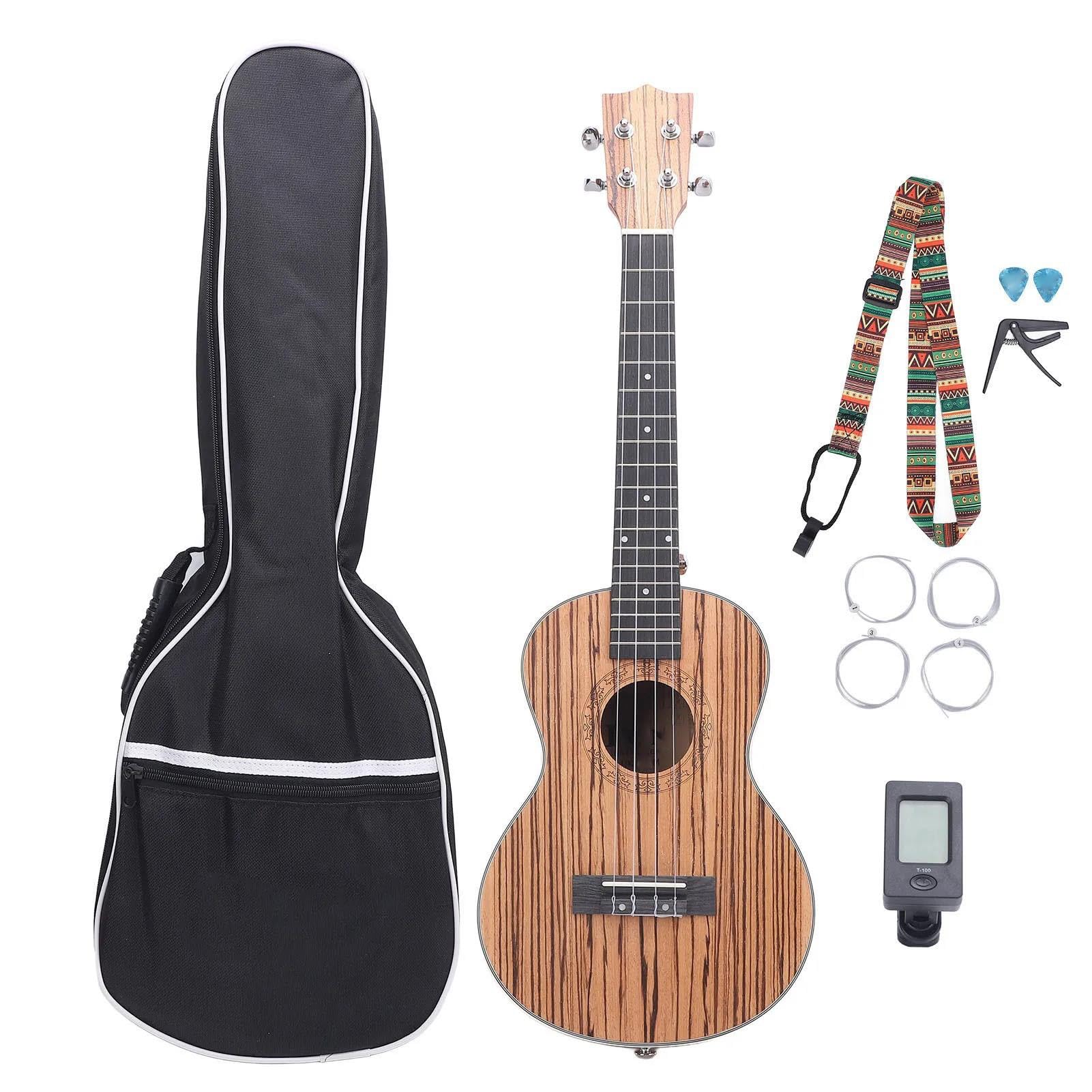 Leistungsart Ukulele 26 Zoll Tenor Ukulele Set 4 Saiten Mit Stimmgerät Tasche Und Tragegurt Für Anfänger Klarer Heller Klang