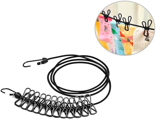 HENGBIRD Camping Wäscheleine Mit 12 Klammern - Praktisch Für Reise & Outdoor