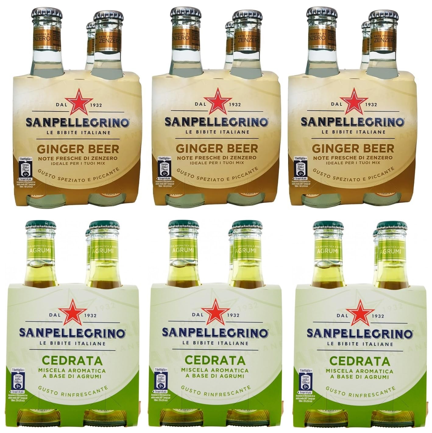 San Pellegrino Cedrata Lot de 24 bouteilles jetables en verre jetables avec notes de gingembre 20 cl
