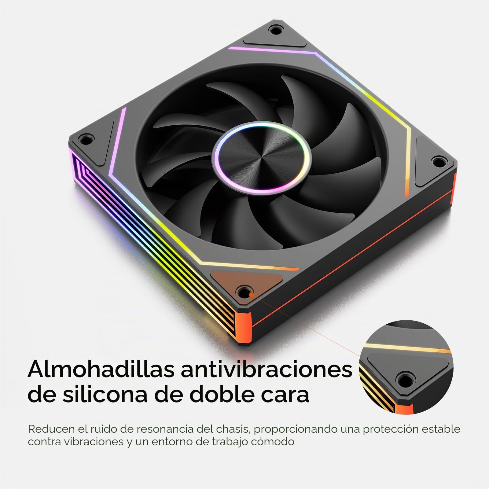 Ventilador CPU CPS FG120, Ventilador de Caja ARGB de 120 mm, Ventilador de Computadora Silencioso de 4 Pines PWM con Rodamiento Hidráulico, hasta 1800RPM Refrigeración para PC, Negro