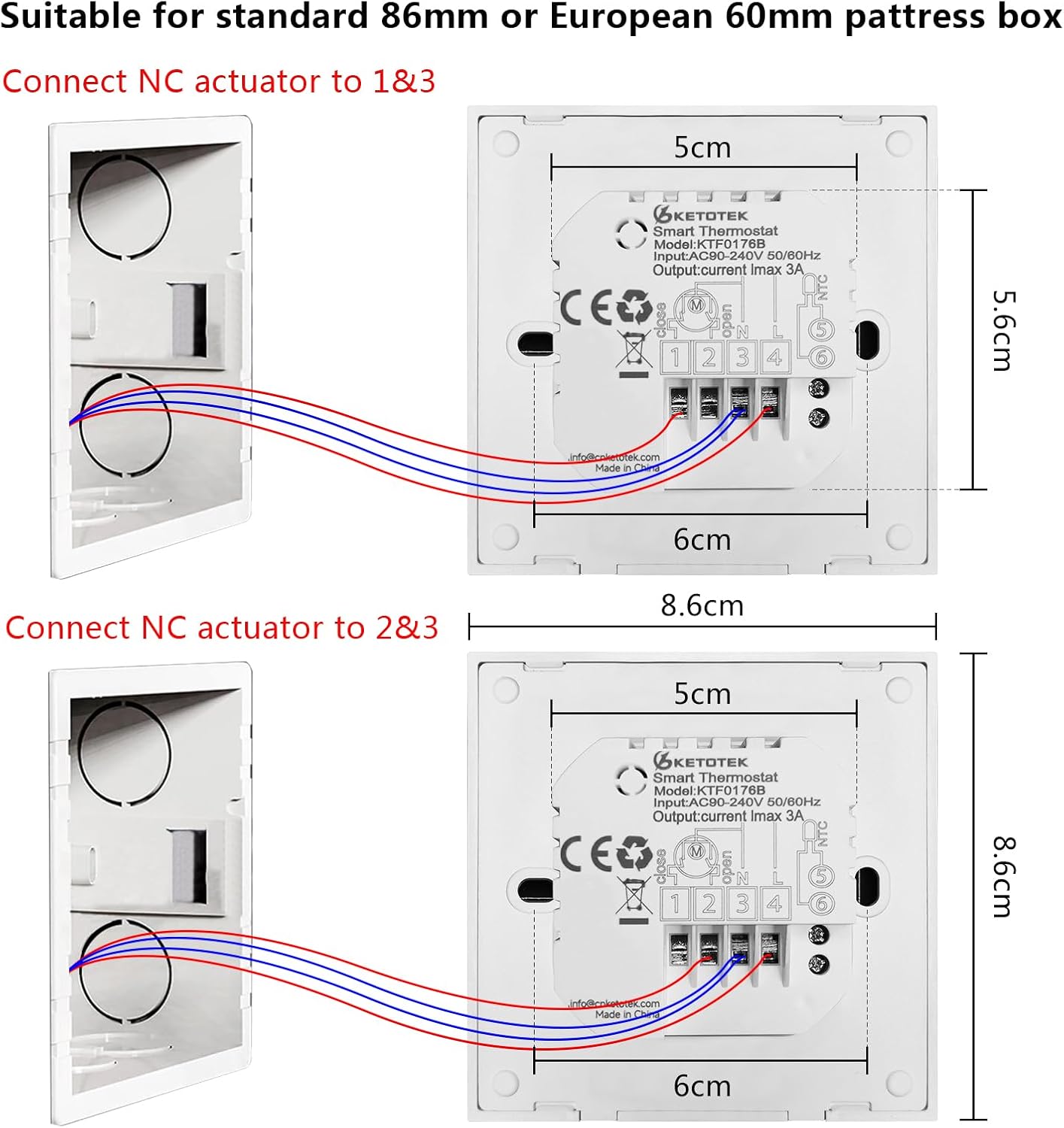KETOTEK KTF0176B Thermostat wiring diagram