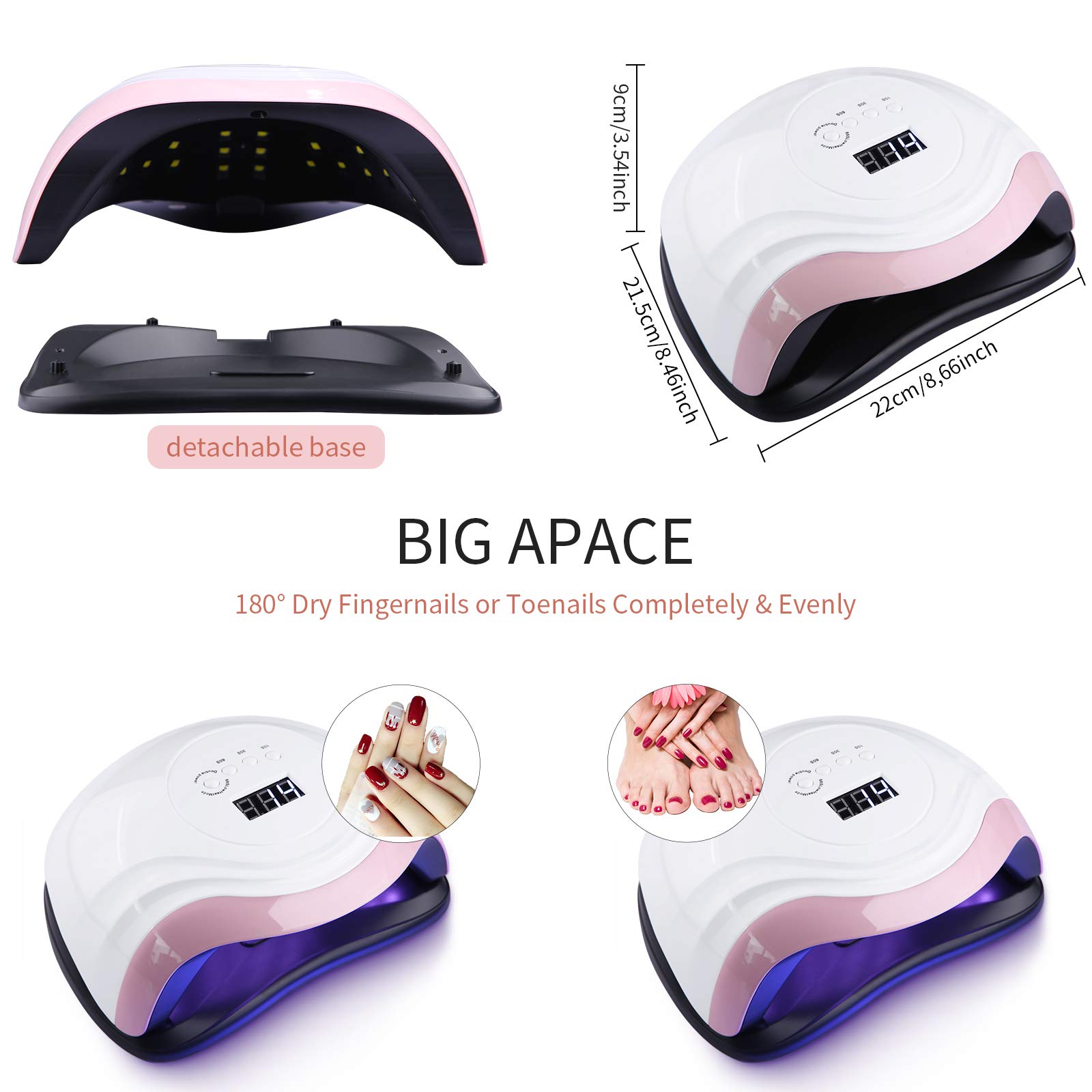168W Lampada Unghie a LED UV per Manicure e Pedicure,36LED Professionale con Automatico Sensore,Display LCD,4 Time