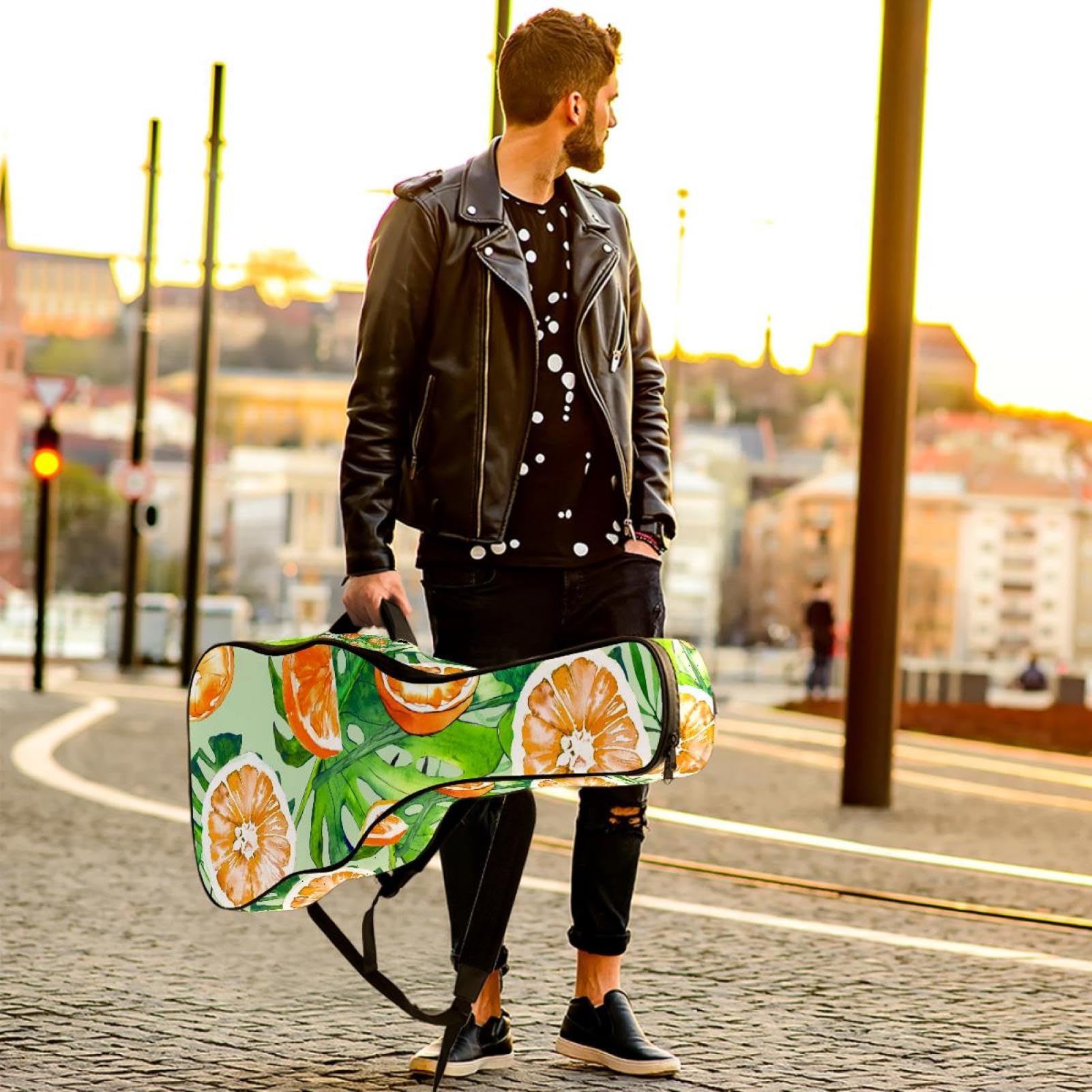 Torba na gitarę akustyczną wodoodporny plecak na gitarę grubo miękko wyściełany mandarynka klasyczna obudowa na gitarę, wielobarwny, 42.9x16.9x4.7 in, Organizer do torby