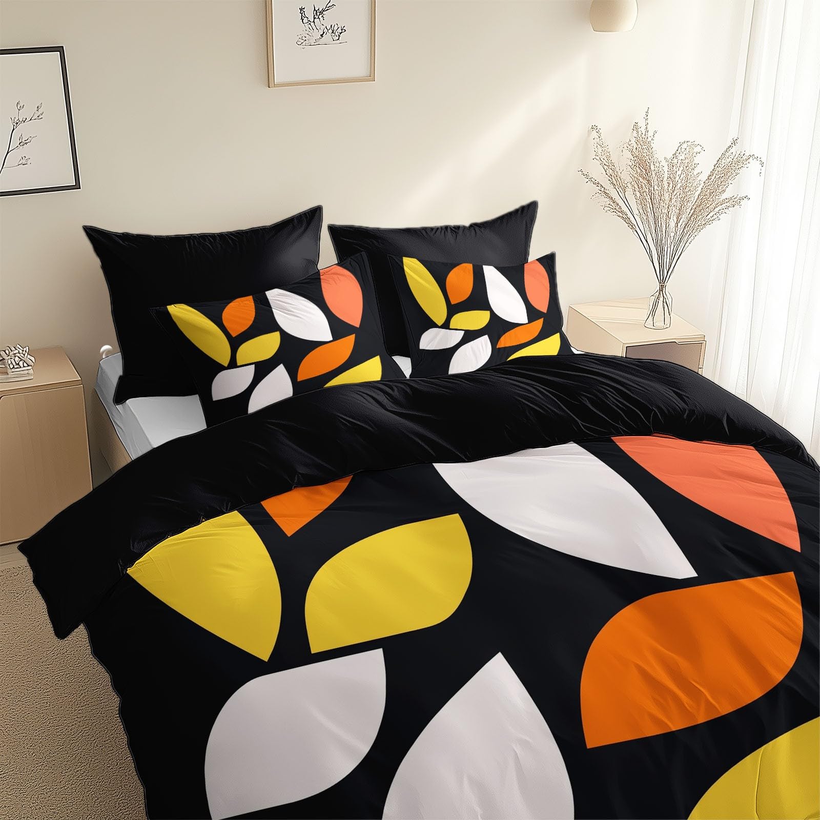 Housse couette en polycoton motif géométrique pour chambre ado et adulte moderne