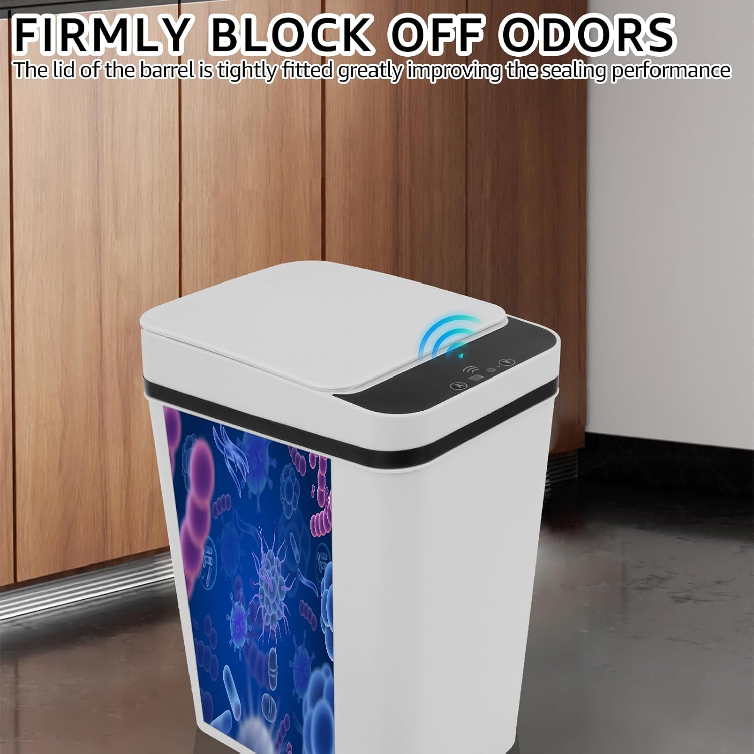 Smart Trash Can, Small Kitchen Trash Can with Lid, Touchless Motion Sensor Rectangular Trash Can, Smart Plastic Waste Basket for Bathroom, Bedroom, Kitchen (White)