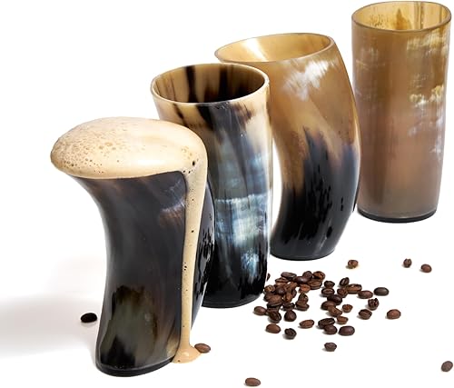 Juego de 4 tazas de cuerno vikingo - Cuernos vikingos para beber